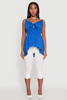 Womens Tie Front High Low Peplum Cami,