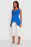 Womens Tie Front High Low Peplum Cami,