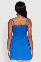 Womens Tie Front High Low Peplum Cami,