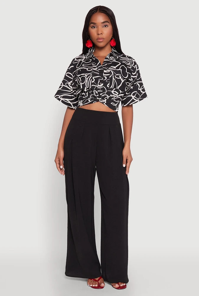 Womens Twist Front Swirl Print Top,