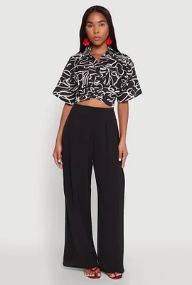Womens Twist Front Swirl Print Top,