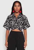 Womens Twist Front Swirl Print Top,