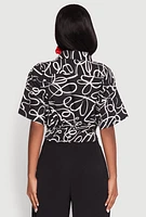 Womens Twist Front Swirl Print Top,
