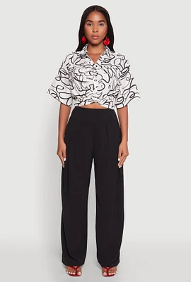 Womens Twist Front Swirl Print Top, Multi, Size L