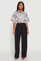 Womens Twist Front Swirl Print Top, Multi, Size L