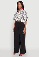 Womens Twist Front Swirl Print Top, Multi, Size L