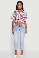 Womens Twist Front Swirl Print Top, Multi,