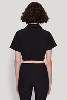Womens Open Tie Front Cropped Shirt,