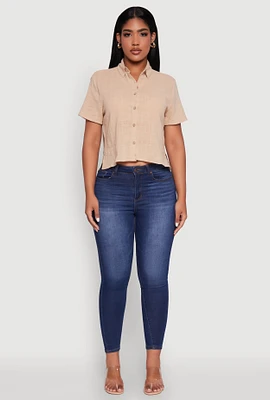 Womens Ambiance Cotton Short Sleeve Boxy Shirt,
