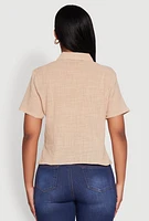 Womens Ambiance Cotton Short Sleeve Boxy Shirt,