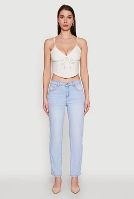 Womens Chic Linen Bustier Top with Sweetheart Neckline, White,