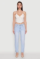 Womens Chic Linen Bustier Top with Sweetheart Neckline, White,
