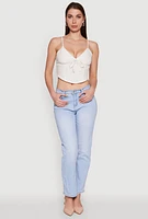 Womens Chic Linen Bustier Top with Sweetheart Neckline, White,