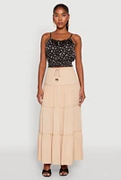 Womens Satin Floral Print Smocked Cami, Black, Size M