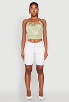 Womens Satin Floral Print Smocked Cami, Green, Size L