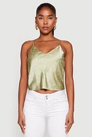 Womens Satin Patterned Print Cami, Green, Size L