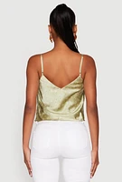 Womens Satin Patterned Print Cami, Green, Size L