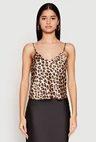 Womens Satin Patterned Print Cami, Multi, Size M