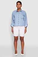 Womens Chambray Pocket Shirt, Blue,