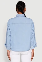 Womens Chambray Pocket Shirt, Blue,