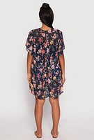 Womens Floral Print Twist Back Kimono,