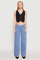 Womens Button Front Cropped Vest,