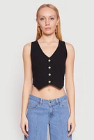 Womens Button Front Cropped Vest,