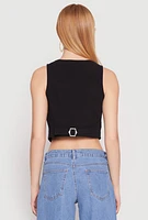 Womens Button Front Cropped Vest,