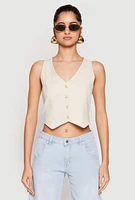 Womens Button Front Cropped Vest, M
