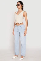 Womens Button Front Cropped Vest, M
