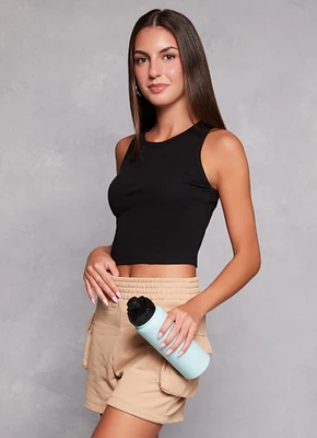 Womens Basic Cropped Racerback Tank Top,