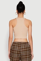 Womens Basic Cropped Racerback Tank Top,
