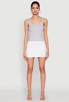 Womens Basic Striped Tank Top, Grey, Size M