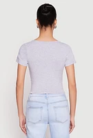 Womens Hook and Eye Short Sleeve Crop Top,
