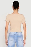 Womens Hook and Eye Short Sleeve Crop Top,