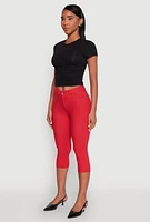 Womens Ruched Crew Neck Cropped Tee, Black, Size L