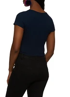Womens Rib Knit Scoop Neck Crop Top,