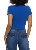 Womens Basic Crew Neck Cropped Tee,