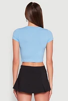 Womens Basic Crew Neck Cropped Tee,