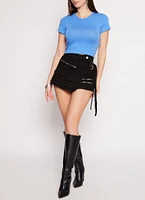 Womens Basic Crew Neck Cropped Tee,