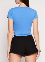 Womens Basic Crew Neck Cropped Tee,