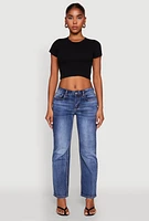 Womens Basic Ribbed Knit Cropped Tee, Black, Size M
