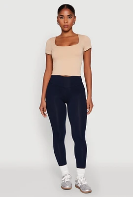 Womens Basic Scoop Neck Cropped Tee,