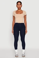 Womens Basic Scoop Neck Cropped Tee,