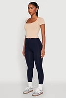 Womens Basic Scoop Neck Cropped Tee,