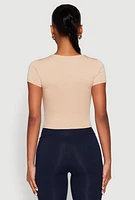 Womens Basic Scoop Neck Cropped Tee,