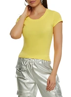 Womens Basic Crew Neck T Shirt, Yellow, Size M