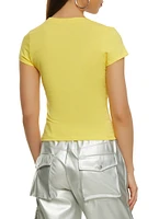 Womens Basic Crew Neck T Shirt, Yellow, Size M