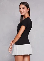Womens Solid V Neck Short Sleeve Tee,