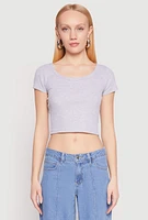 Womens Waffle Knit Short Sleeve Crop Top,